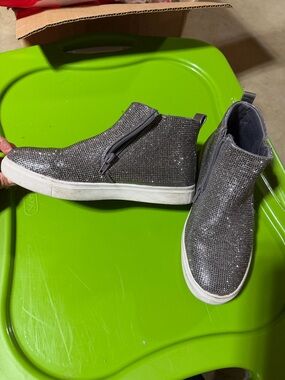 Steve Madden Girls' Glitter High-Top Sneakers in Gunmetal